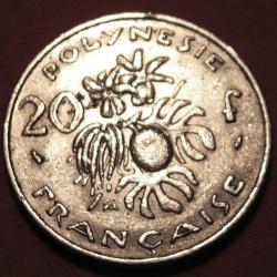 POLYNESIE  piece de  20 francs 1977  TTB diametre 28mm