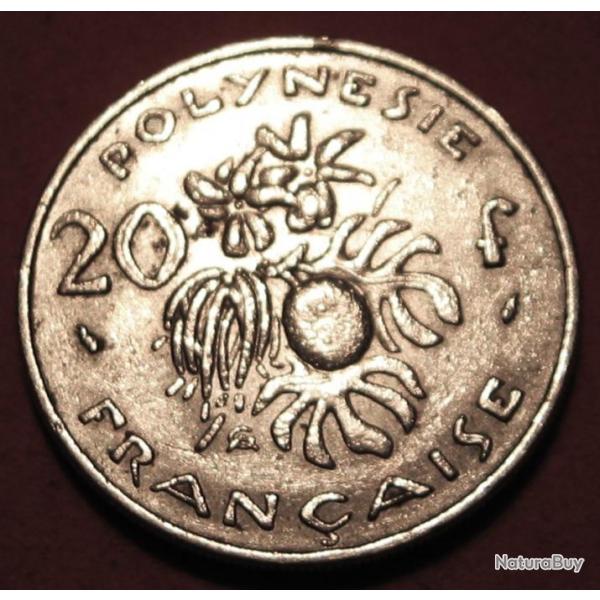 POLYNESIE  piece de  20 francs 1977  TTB diametre 28mm