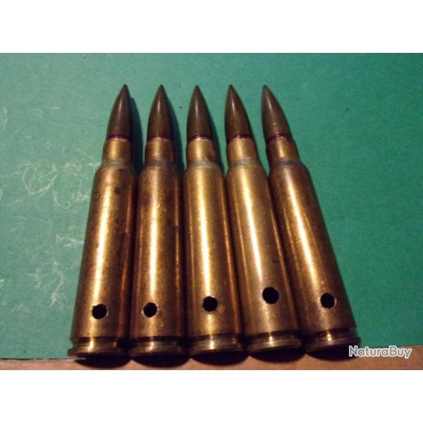 5 Munitions 7,5x54 MAS / clip du 1-67 (1-67 TE SI 7,5 ) tui laiton, balle blinde, neutralises