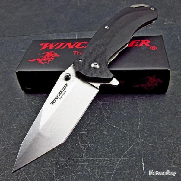 Couteau Winchester Semi Automatique Manche G-10 Lame Tanto Acier 7Cr17MoV Framelock Clip 001