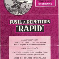 Notice fusil RAPID MANUFRANCE