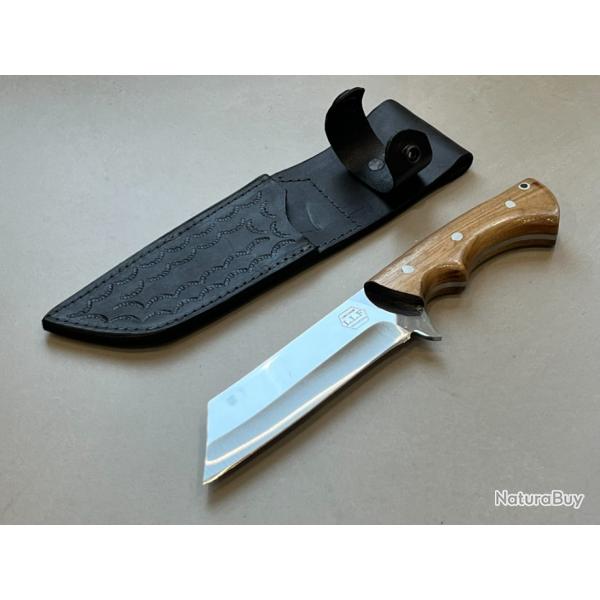 Couteau 26cm lame saxe/scramasaxe nordique forg LLF srie chasse