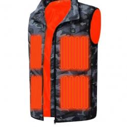 Veste Chauffante USB en Graphène Lavable Gilet Électrique Unisexe Activités Extérieures Camouflage