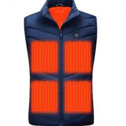 Veste Chauffante USB en Graphène Lavable Gilet Électrique Unisexe Activités Extérieures Bleu