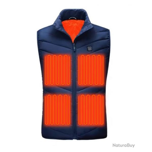 Veste Chauffante USB en Graphne Lavable Gilet lectrique Unisexe Activits Extrieures Bleu