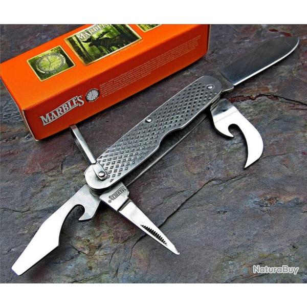 Couteau Marbles GI Utility Knife 4 Tool Ouvre Bouteilles Tournevis Lame Ouvres Boites