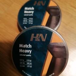 Lot de 2 boîtes 500 plombs H&N sport finale match Heavy 4.5mm