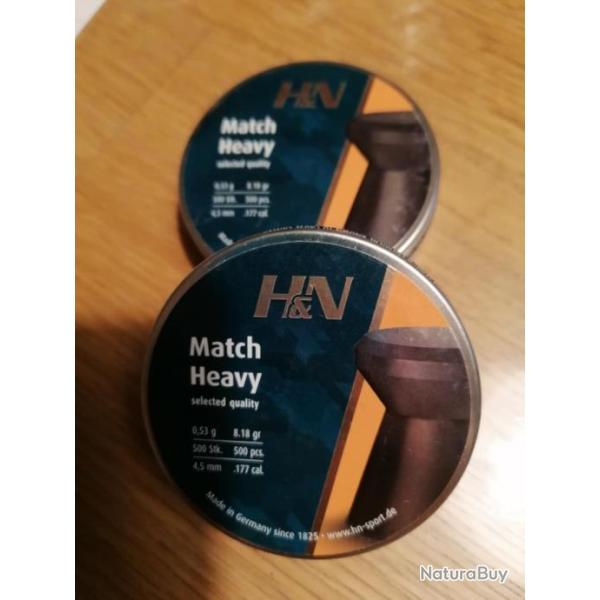 Lot de 2 botes 500 plombs H&N sport finale match Heavy 4.5mm