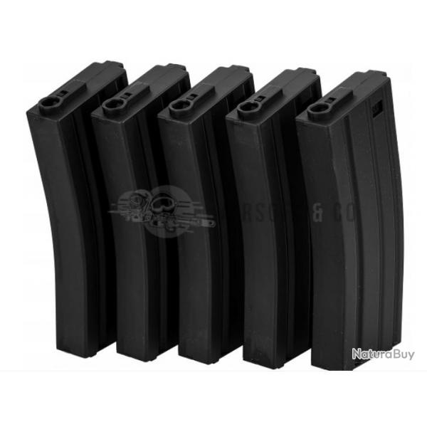 5 chargeurs M4 M16 AR15 Stanag Mid cap Spena armes 120 bb billes 6mm