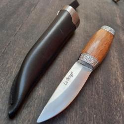 Joli Couteau PUUKKO LE BERGER Étui en cuir Manche en Bois