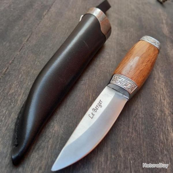 Joli Couteau PUUKKO LE BERGER tui en cuir Manche en Bois