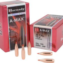 Boite de 100 ogives Hornady 30 .308 168gr A-MAX