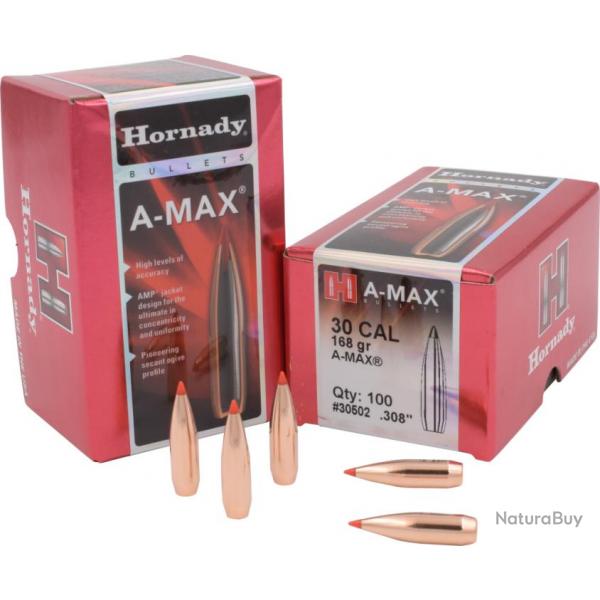 Boite de 100 ogives Hornady 30 .308 168gr A-MAX