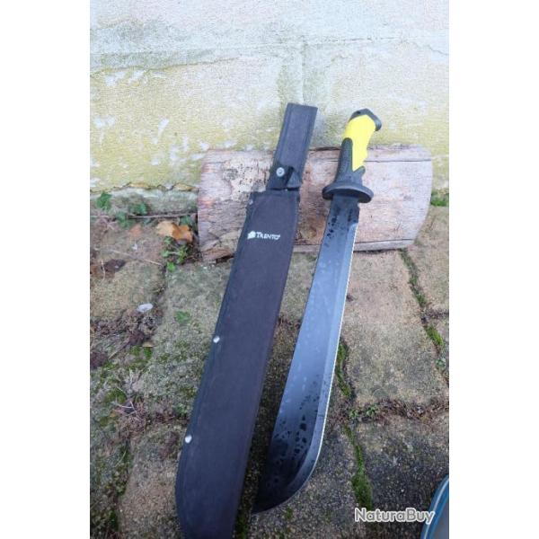 Coupe Coupe Bowie Machette Guide d'Amazonie Lame Acier 3Cr13 Manche ABS Black Yellow Etui Nylon 002