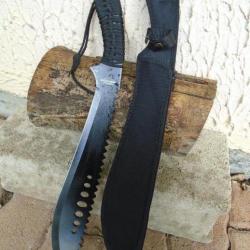 Grosse Machette Couteau Kukkri Bushcraft Parang Machete Lame Acier Inox Manche Paracorde Etui Nylon