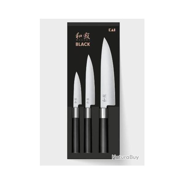 SET 3 COUTEAUX EMINCEURS KAI WASABI BLACK