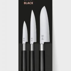 SET 3 COUTEAUX SANTOKU KAI WASABI BLACK