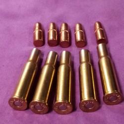 Kit 303 Savage. 5 étuis PPU amorcés et 5 ogives Hornady demi blindées 170 gr