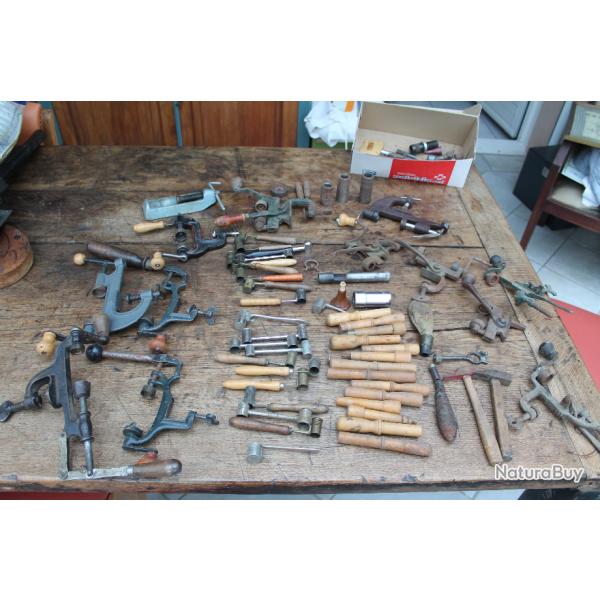 gros lot de matriel de rechargement chasse ancien