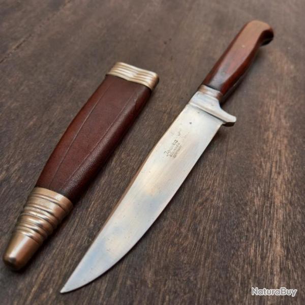 Joli Couteau de Chasse NICKER ALLEMAND de SOLINGEN Manche en Bois avec tui en cuir