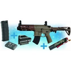 Pack replique M923A AEG double eagle TAN + chargeur + red dot + batterie Lipo + chargeur de batterie