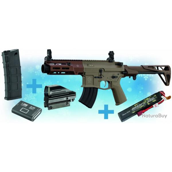 Pack replique M923A AEG double eagle TAN + chargeur + red dot + batterie Lipo + chargeur de batterie