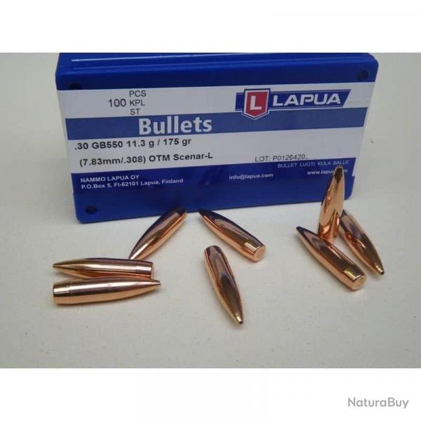 Ogives LAPUA cal.308 (.30) GB550 OTM SCENAR-L 175gr /100