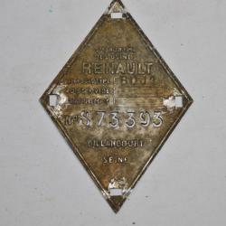 Ancienne plaque pour Machine chassis Moteur WW2 Maginot / Véhicule Renault 873393 (20)