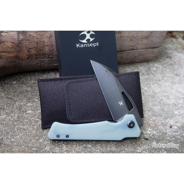 Couteau Kansept Egress Jade Manche G10 Lame Acier CPM-S35VN IKBS Linerlock Clip 1033C2