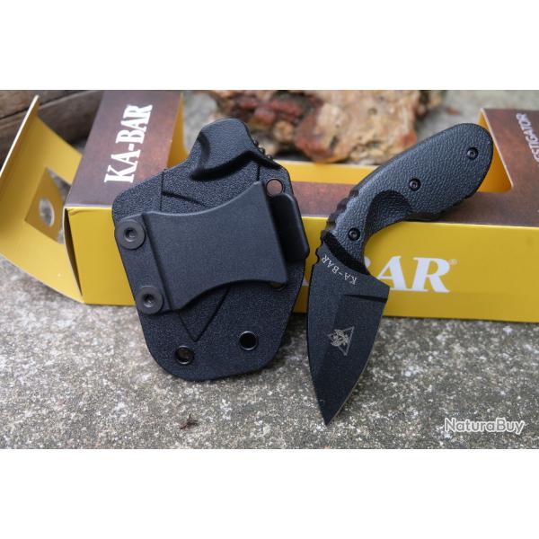 Couteau KA-BAR TDI Investigator Black Lame Acier AUS-8 Manche Nylon Etui Plastic Rigide Clip