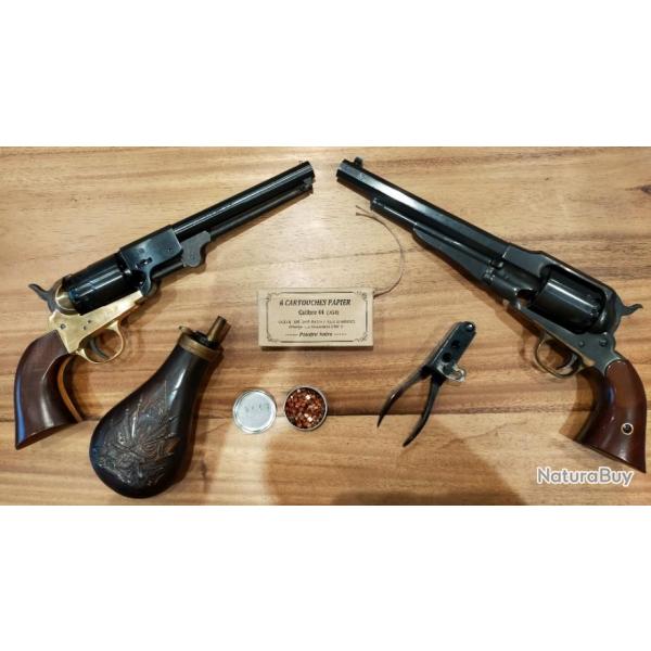 Lot de Revolvers  poudre noire avec accessoires