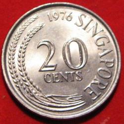 SINGAPOUR piece de 20 cents  TTB+ 1976