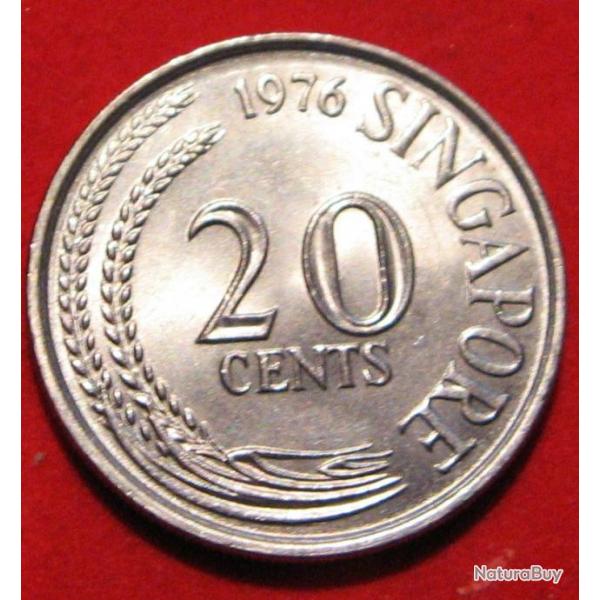 SINGAPOUR piece de 20 cents  TTB+ 1976