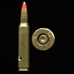 5.56 x 45 - 223 NATO - Belgique - Tracante - balle cuivre pointe rouge - marquage : F N