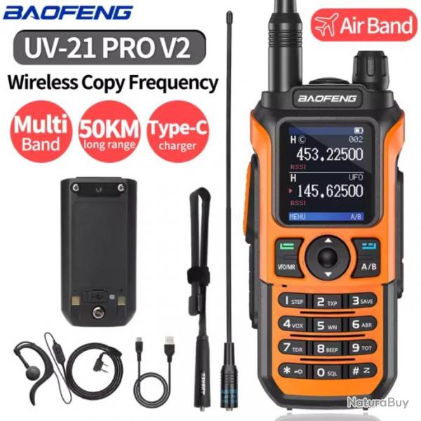 BAOFENG VHF UV-21 PRO Longue distance, CB, RADIO, oreillettes, 999 canaux - PROMO LIMITE