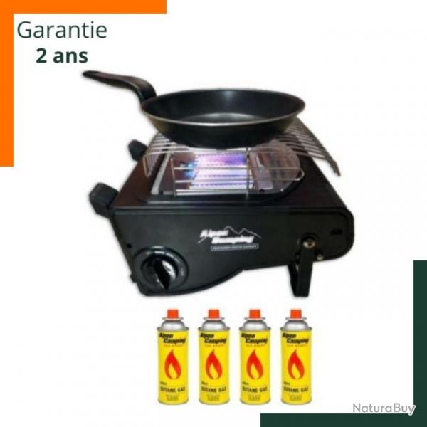 Rchaud et chauffage au gaz butane 1,7kWh + 4 cartouches de butane 227g - Camping, bushcraft...Etc