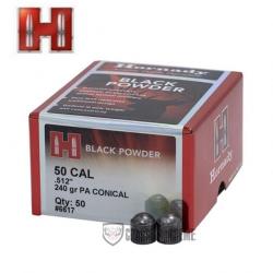 50 Ogives Ronde HORNADY Cal 50 240Gr PA Conical