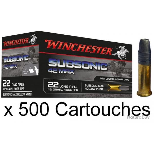 WINCHESTER Subsonic 42 MAX - 42gr - Cal. 22LR - Bote de 500 cartouches