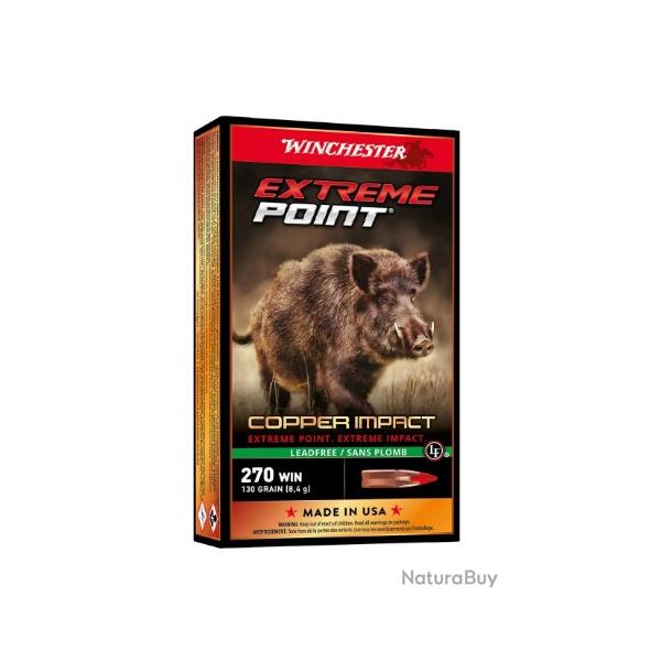 Munitions WINCHESTER cal.270win extrme point copper impact 130gr par 20