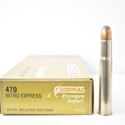 1 Boite de 20 Munitions Federal Calibre 470 Nitro Express 500gr