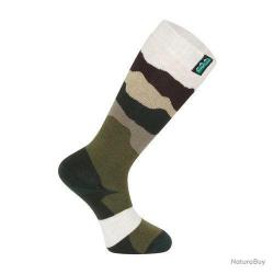 Chaussettes hautes laine mérinos olive stripe