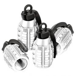 Lot de 4 bouchons de valve "Grenades" gris