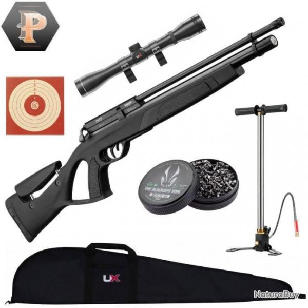 BF24 ! Carabine  plombs GAMO COYOTE PCP. Cal 5,5 mm + pompe + plombs + cibles + fourreau + lunette