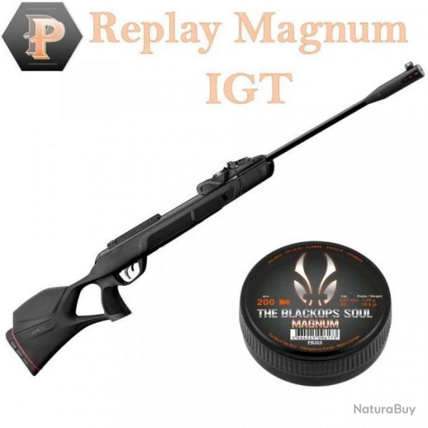 BF24 ! Pack Carabine Gamo 45J Replay Magnum IGT cal. 5,5 mm + 200 Plombs