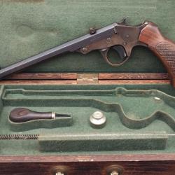 PISTOLET DE TIR WILLIAM TRANTER PATENTEE 1816-1890 EN COFFRET CALIBRE 220 / 5.5MM - GB XIXè Très bon