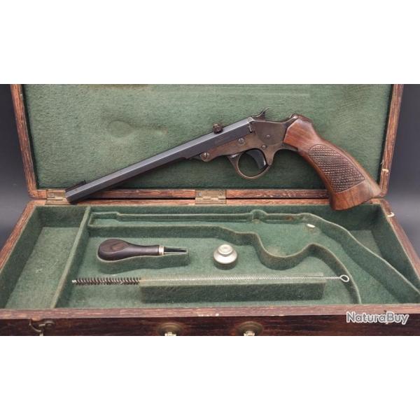 PISTOLET DE TIR WILLIAM TRANTER PATENTEE 1816-1890 EN COFFRET CALIBRE 220 / 5.5MM - GB XIX Trs bon