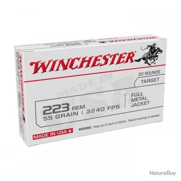 LOT DE 200 WINCHESTER .223 REM FMJ 3,6g/55gr