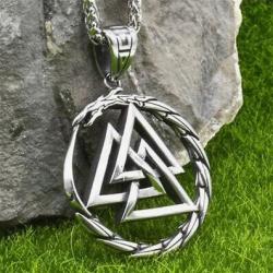 Collier pendentif homme Viking Talisman Valknut dragon en acier inoxydable