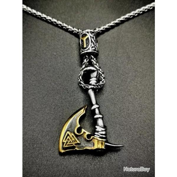 Collier Hache Viking Or: Amulette Rune Nordique