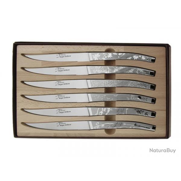 COFFRET 6 COUTEAUX LE THIERS INOX DECOR NATURA roger orfevre